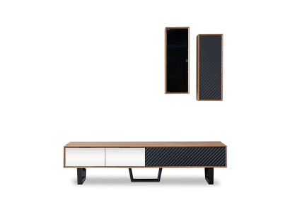 Wohnwand Wohnzimmer set TV-Ständer 2x Hängeschrank Designer Wohnwände